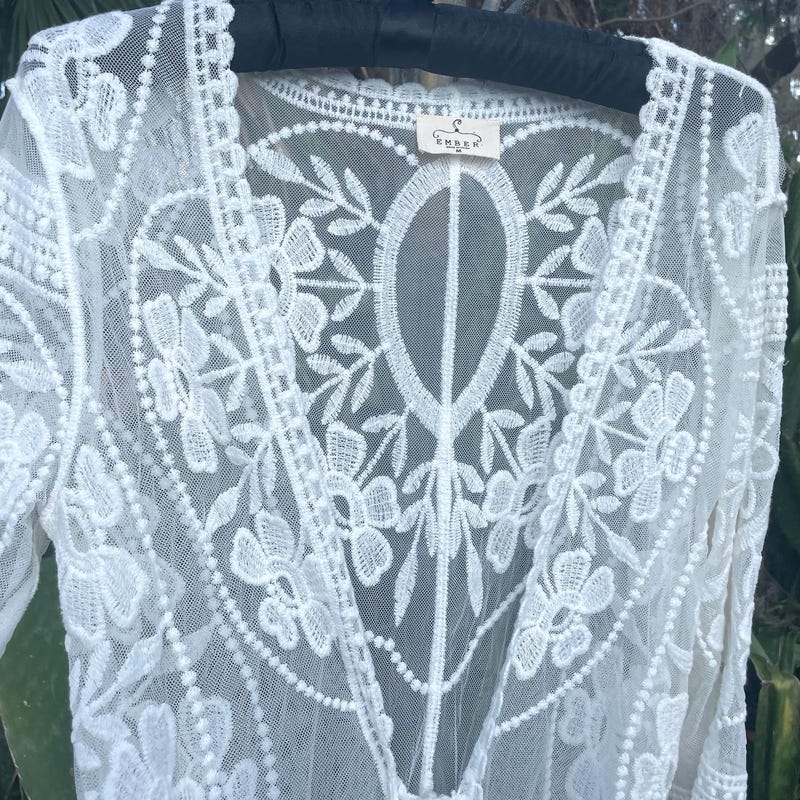 Pattern sheer kimono coverup one size