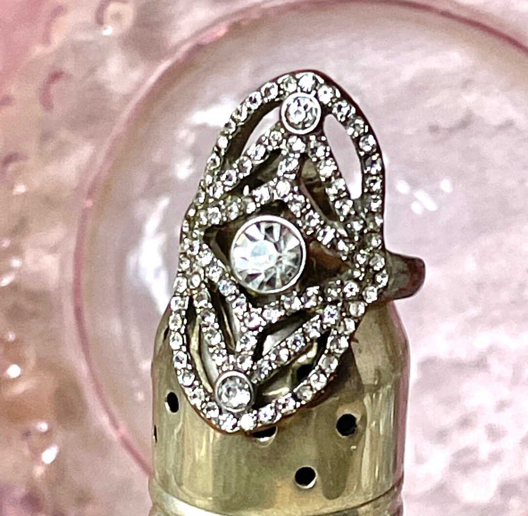 Art Deco Filigree Diamond Ring Costume Jewelry Etsy