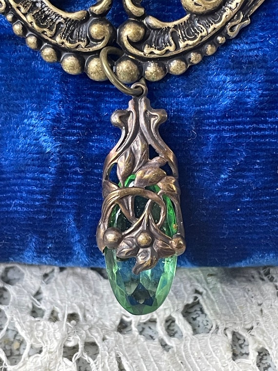 Gorgeous Antique Edwardian Green Necklace OOAK - image 2