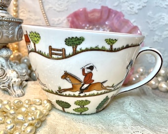 Crown Staffordshire Hunting Scene Over sized Cup ~ Rare !