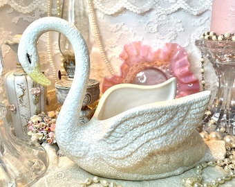 Swan Planter ~ Vintage with pebble glaze