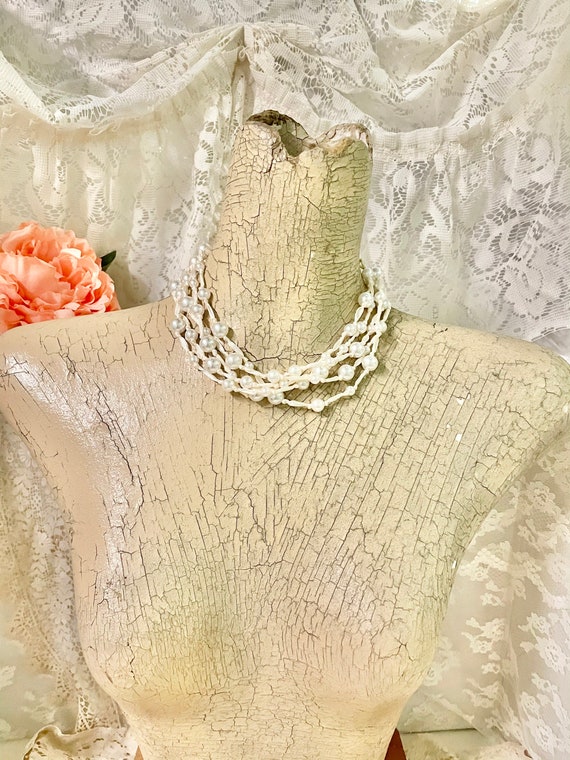 18” Pearl Necklace 5 Strands Satin Cord Feminine … - image 5