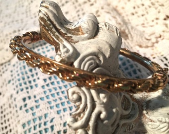 Sterling Silver Bangle Gold Vermeil. Vintage   Opens for easy fit!
