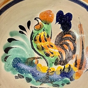 Mexican Rooster Bowl, Small Glazed Earthenware Chicken