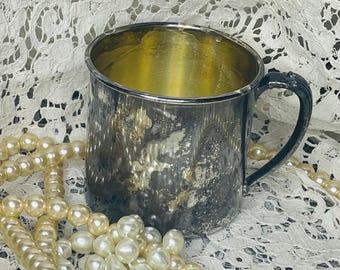 Shabby Little Oneida Child's Silver Cup ~ Baby Cup Vintage