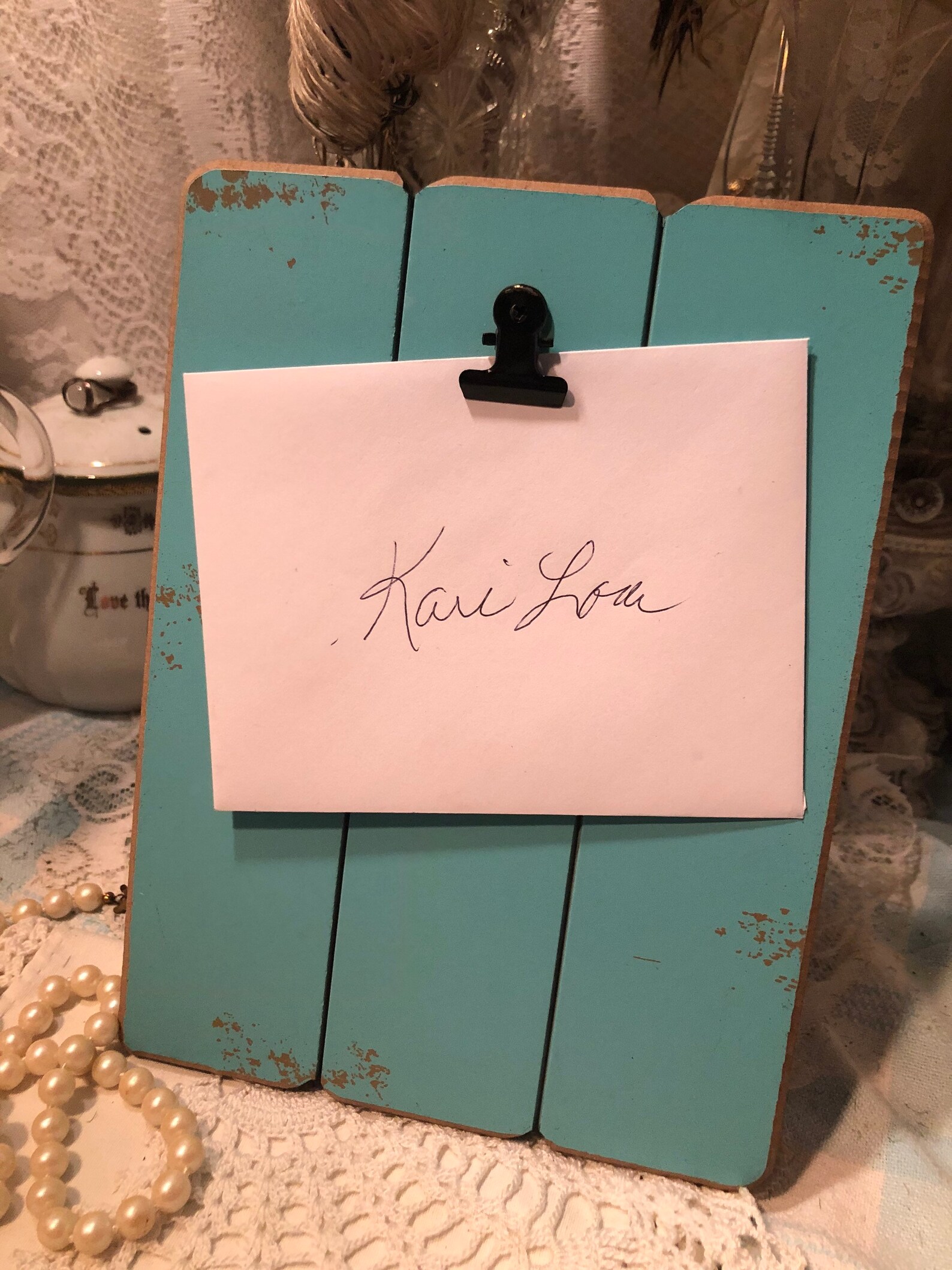 Aqua Cottage Clip Board Easel Back or Wall Hung Etsy