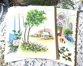 Rare & Hard to find !!Vintage Greeting Cards , Unused, 3 Bible Verse Get Well Cards Sweet Antique, Vintage Ephemera