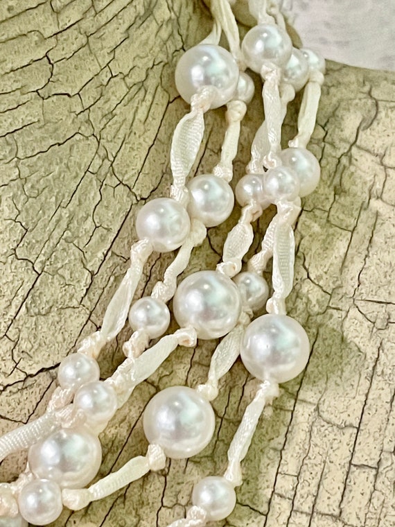 18” Pearl Necklace 5 Strands Satin Cord Feminine … - image 7