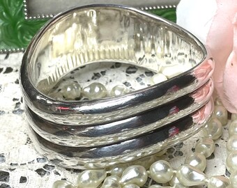 Beautiful Israel Silver Wide Bangle Bracelet~ Vintage