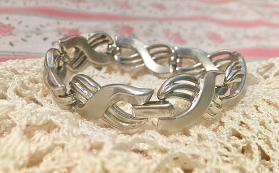 Crown Trifari Vintage Silver Bracelet ~ Polished … - image 4