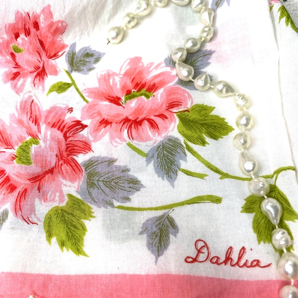 Vintage Sweet Pink Dahlia Handkerchief Flowers