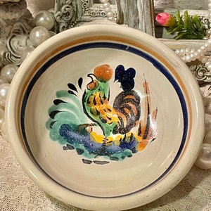 Little Mexican Rooster Bowl Glazed Earthenware Chicken