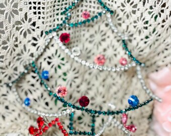 Incredible 7” Vintage  Rhinestone Christmas Tree Pagent Tiara Piece