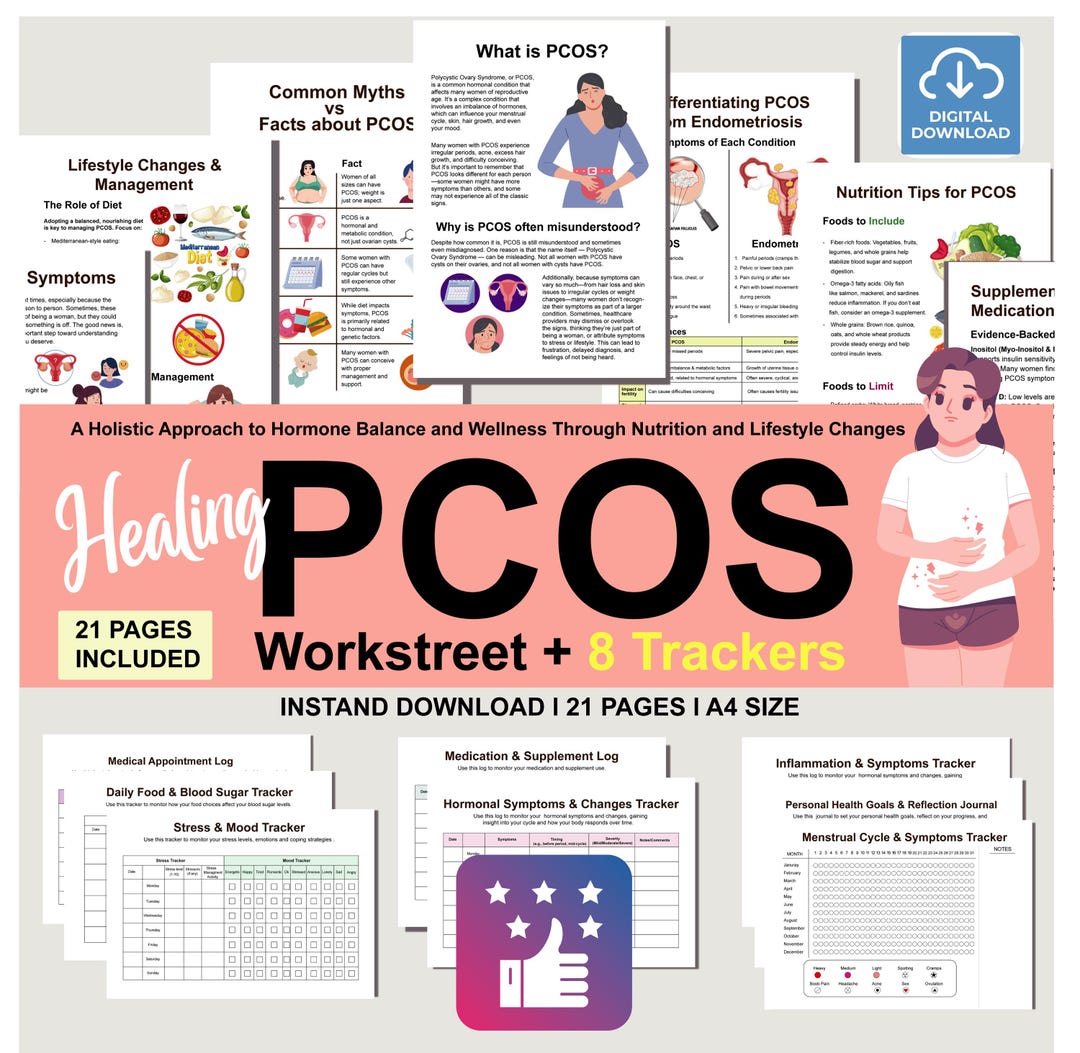 Pcos Worksheets.pdf PCOS Management Worksheet, Hormonal Balance, Health Tracker (digital ...