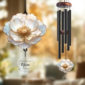 Personalized Memorial Wind Chime for Mom – In Loving Memory Flower Wind Chime, Loss of Mother Sympathy Gift, Remembrance Keepsake