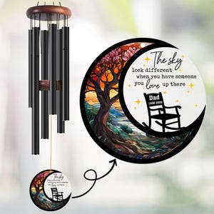 Personalized Memorial Wind Chime for Dad - Custom Loss of Father Gift - Sympathy Windchime with Name and Date - Outdoor Remembrance Decor