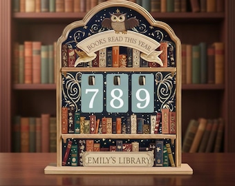 Personalized Books Read This Year Tracker, Custom Reading Counter, Book Lover Gift, Reading Challenge Decor, Library Shelf Art