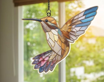 Acrylic Hummingbird Suncatcher – Colorful Bird Window Hanging Decoration, Nature-Inspired Home Décor, Unique Gift for Bird Lovers