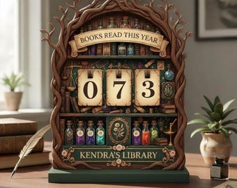 Personalized Books Read This Year Tracker | Custom Reading Counter Wood Decor | Book Lover Gift | Home Library Shelf Sign