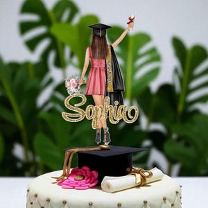 Personalized Graduation Cake Topper with Name – Custom Class of 2025 Graduate Girl Decoration – Unique Party & Celebration Keepsake
