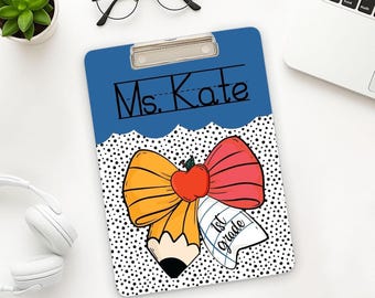 Personalized Teacher Clipboard, Custom Name Teacher Gift, Teacher Appreciation Gift, Back to School Classroom Supplies