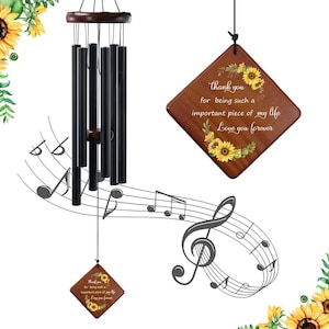 Sunflower Memorial Wind Chime – Sympathy Gift with Loving Message, Outdoor Garden Chimes for Loss, Comfort & Remembrance Décor