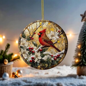 Ceramic Cardinal Christmas Ornament – Vibrant Red Bird Winter Tree Decoration, Nature Lover Gift, Holiday Home Décor