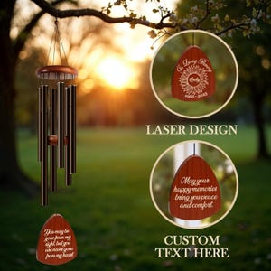 Personalized Memorial Wind Chime – Custom Sympathy Gift with Engraved Name & Dates, Remembrance Outdoor Décor for Loss of Loved One