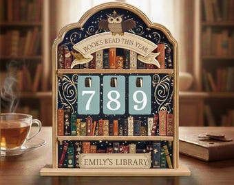 Personalized Reading Tracker Shelf, Custom Books Read This Year Display, Book Lover Gift, Library Decor, Reading Challenge Counter