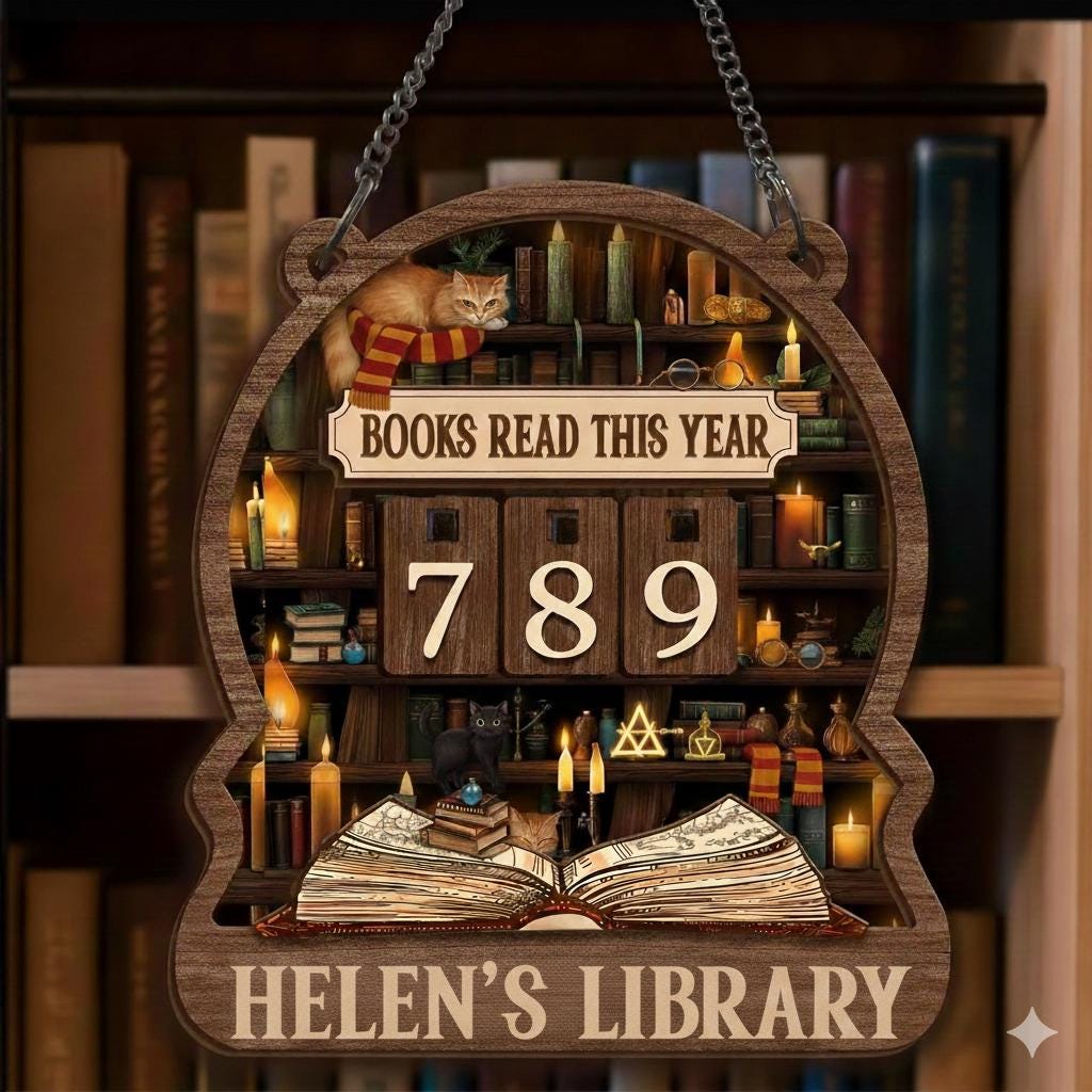 Discover Personalized Books Read Tracker Sign  Custom Wooden Library Decor, Reading Log Gift for Book Lovers, Wizard Theme Book Counter 2025