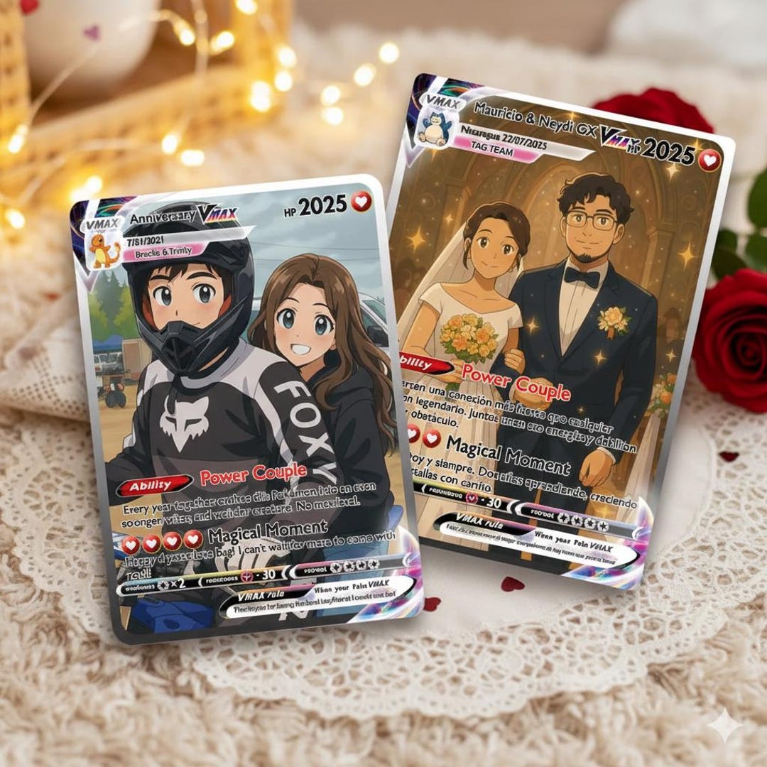 Personalized Anime Couple Card, Custom Power Couple Trading Card ...