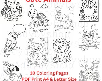 Animal Coloring Pages for Kids | 10 Printable Designs (A4/US Letter) (PDF Download