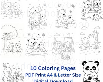 Animal Friends Coloring Book | Playful Scenes (PDF Download)