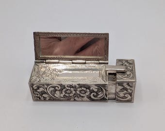 Italian Silver Vintage Lipstick and Mirror Compact