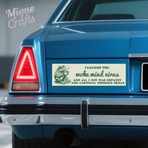 Funny Woke Mind Virus|Car/Bumper Sticker AND Magnet|Retro Empathy Frog|Liberal Leftist Social Justice & Critical Skills|Waterproof Premium