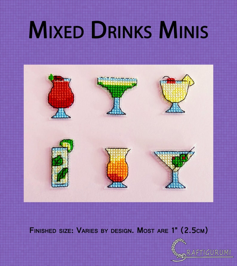 Mixed Drinks Minis Cross Stitch Pattern image 1