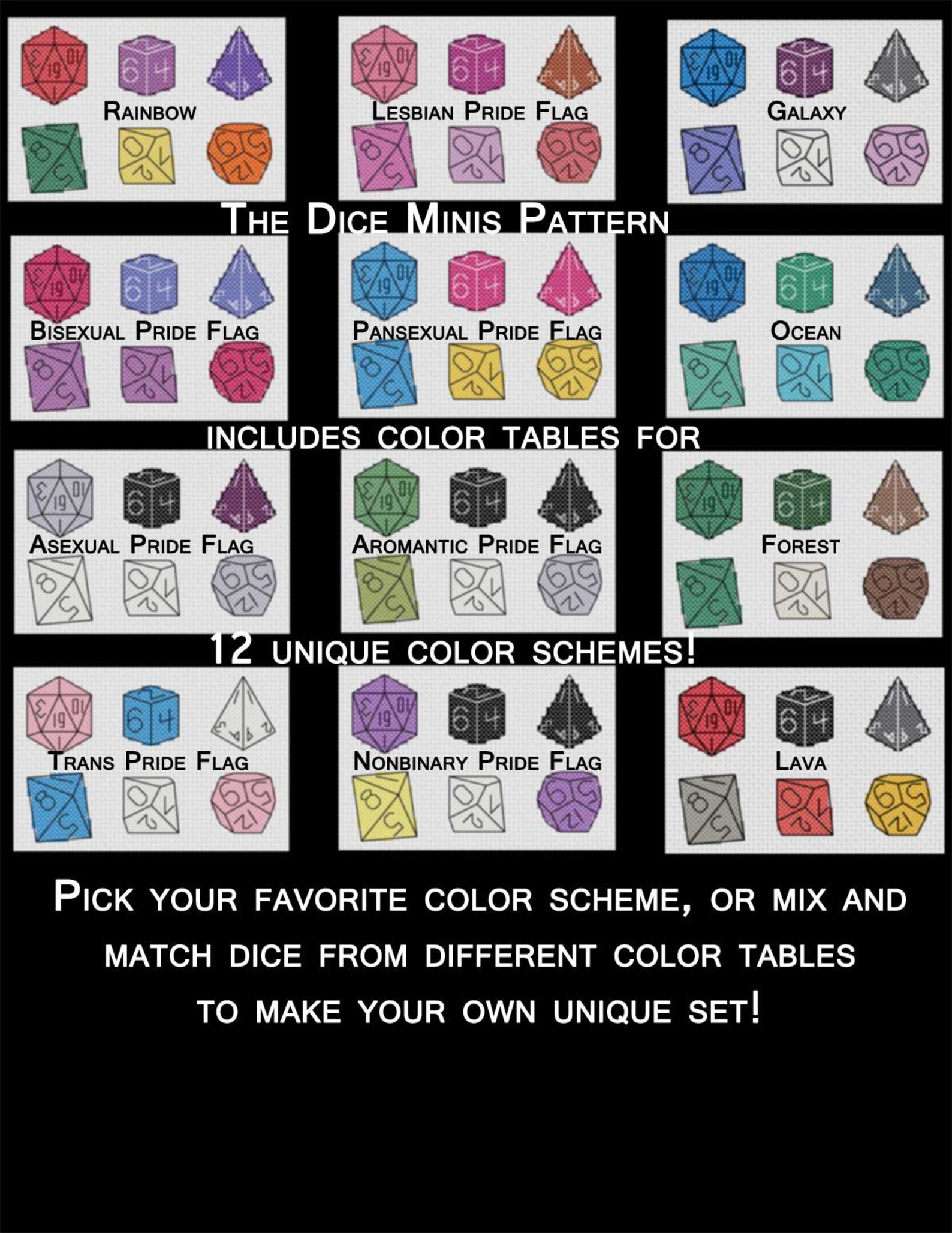 Dice Minis - Cross Stitch Pattern - Etsy