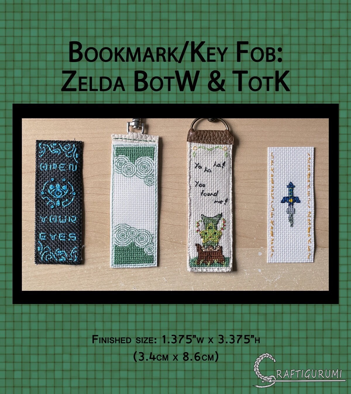 Zelda BotW & TotK Bookmarks/Key Fobs - Cross Stitch Pattern