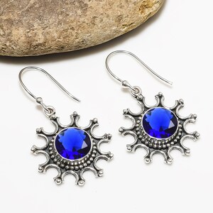 Blue Sapphire Gemstone Solid 925 Sterling Silver Earring, Drop Dangle Earring, Elegant Jewelry, Gift For Her, Unique Jewelry.