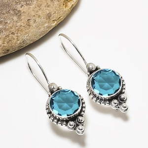 Paraiba Tourmaline Gemstone Solid 925 Sterling Silver Earring, Drop Dangle Earring, Fine Jewelry Earring, Wedding Gift, Gift for Her Jewelry