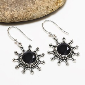 Black Onyx Gemstone Solid 925 Sterling Silver Earring, Elegant Earring, Unique Jewelry Earring, Anniversary Jewelry, Gift for Her.