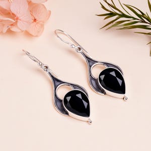 Black Onyx Gemstone Solid 925 Sterling Silver Earring, Elegant Earring, Unique Jewelry Earring, Wedding Gift, Gift for Her, Gemstone Jewelry