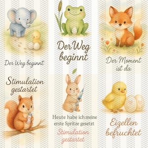 Mijlpaalkaarten voor vruchtbaarheidsklinieken | 64 digitale kaarten om af te drukken | Aquarelstijl | Ondersteuning van de kinderwens | Ondersteuning van het gewenste kind