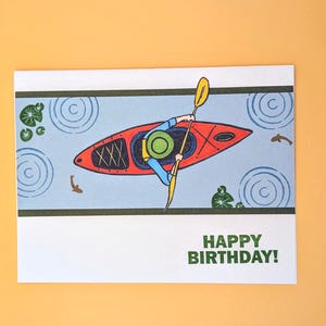 Cartão de aniversário de caiaque – Cartão de felicitações carimbado à mão, Stampin' Up!