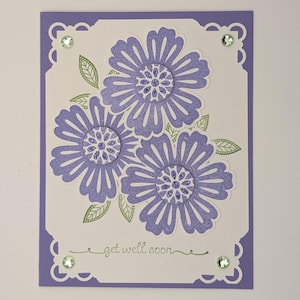 Carte de rétablissement Fleurs mauves – Carte de voeux estampée à la main, Stampin' Up !