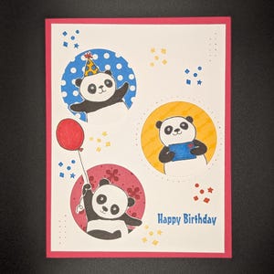 Cartão de aniversário do Panda – Cartão comemorativo carimbado à mão, Stampin' Up!