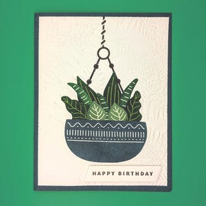 Hanging Planter Birthday Card – Handstamped Greeting Card, Stampin' Up!