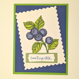 Tarjeta de amistad con arándanos: tarjeta de felicitación estampada a mano, Stampin' Up!