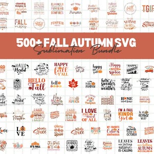 500+  Fall Autumn SVG BUNDLE, Fall SVG Files, Fall round sign svg Bundle, Fall porch sign svg, Halloween Svg Files, Autumn Svg Bundle