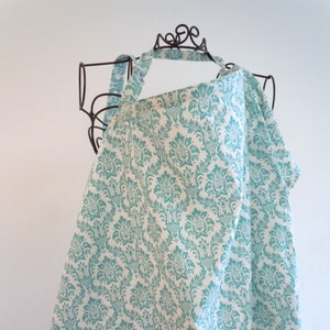Aqua Damask Nursing Cover
